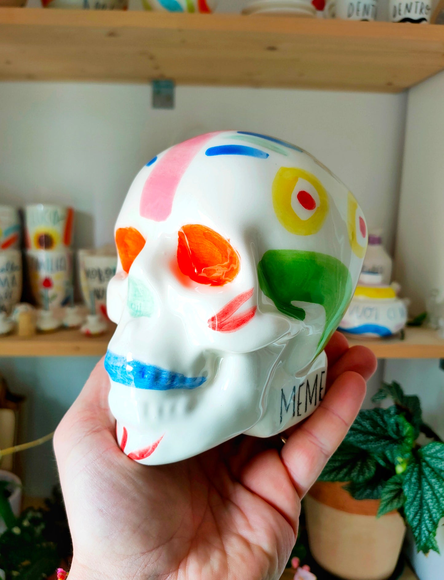 Teschio In ceramica Dipinta a Mano "Memento Mori"