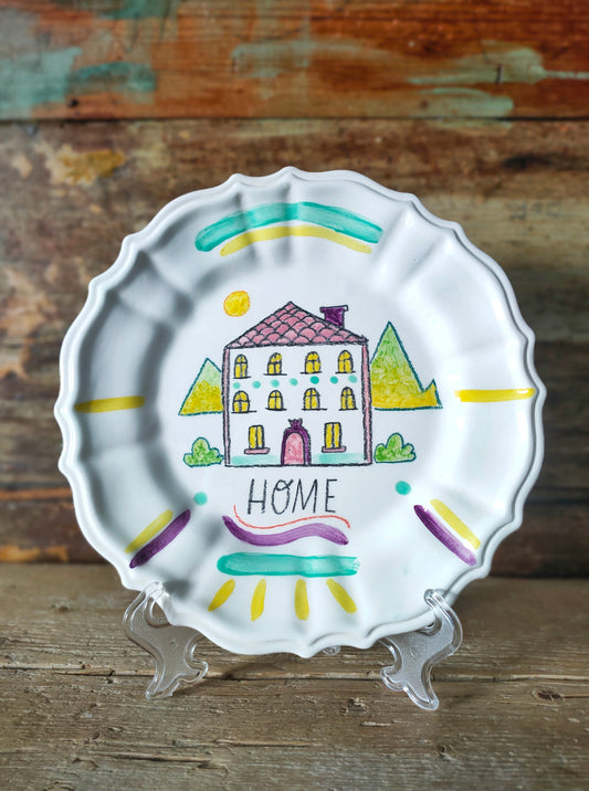 Piatto Vintage in Ceramica Dipinta a Mano "Home Two"