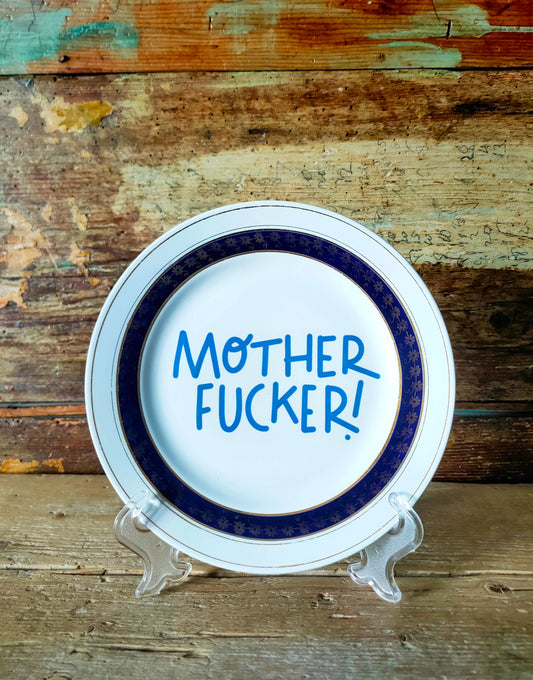 Piatto "Mother Fucker Blu" con bordo Blu e Oro