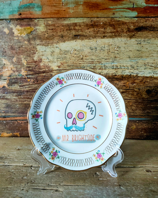 Piatto "Mr. Brightside" con bordo guizzante con oro e fiori