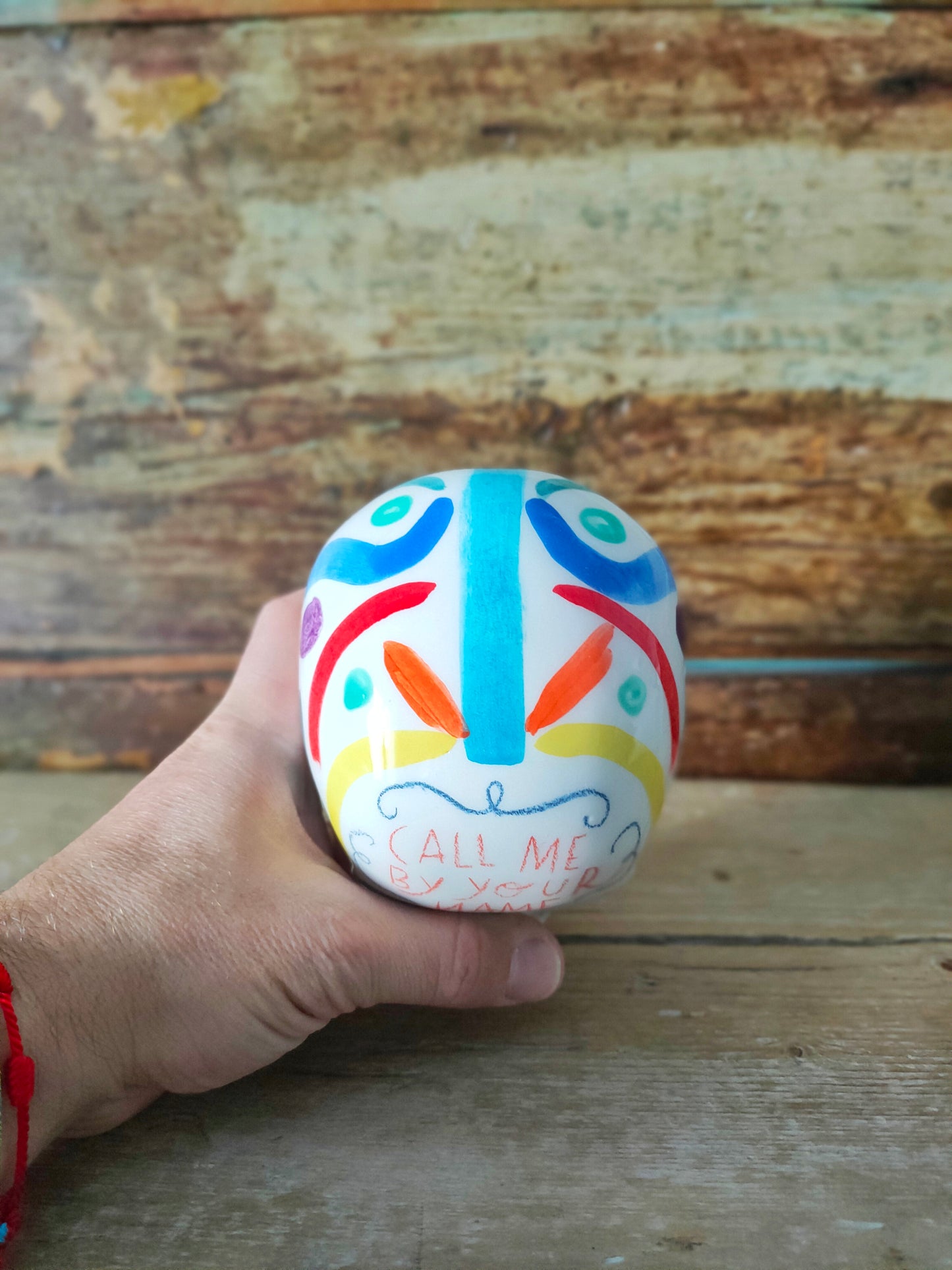 Teschio In ceramica Dipinta a Mano "Call Me By Your Name"