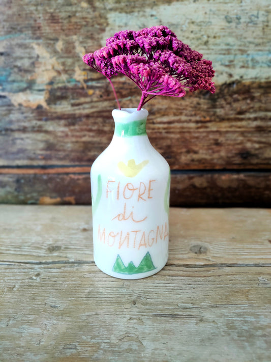 Bottiglietta in Ceramica Dipinta a Mano "Fiore di Montagna"