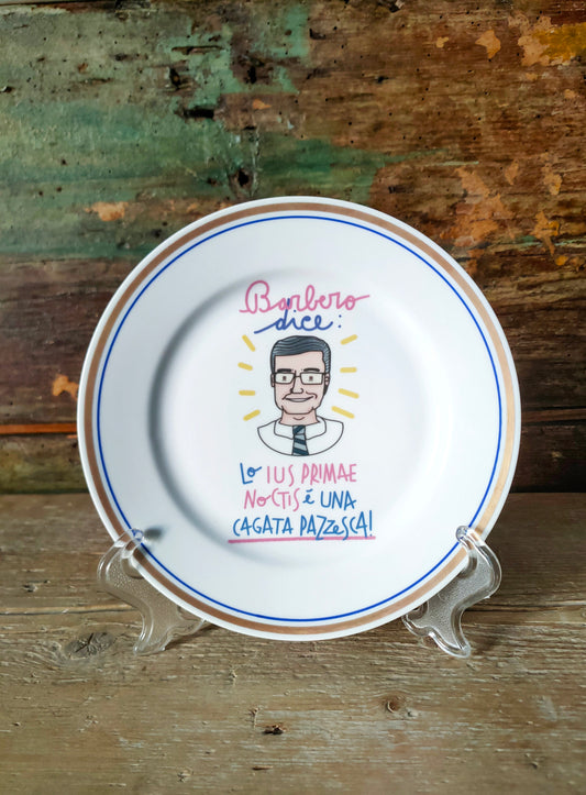 Piatto "Il Prof. Barbero" con Bordo Oro e Blu