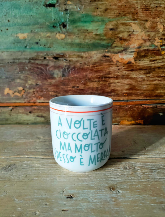 Tazza "Molto Spesso è Merda" Verde e bordo Oro e Arancio