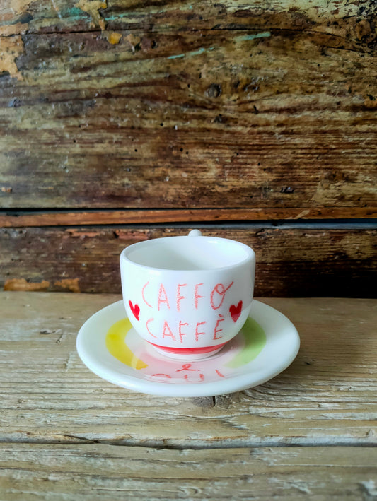 Tazzina da Caffé con Piattino "Caffo Caffè Rosso"