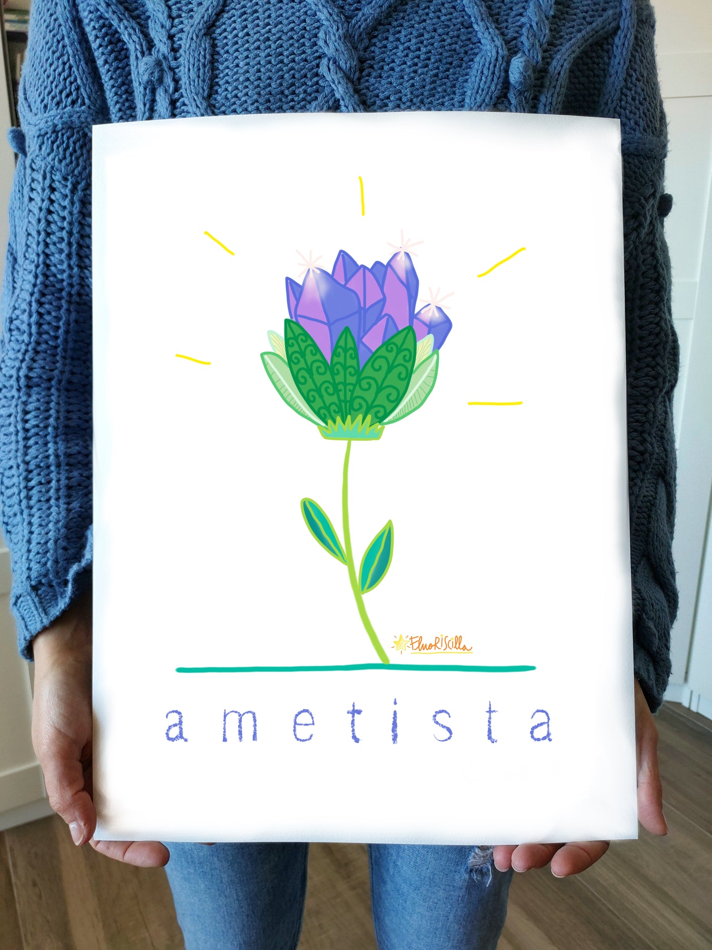 "Ametista" Stampa formato A3 (29,7 X 42 CM) su Carta Pregiata Martellata