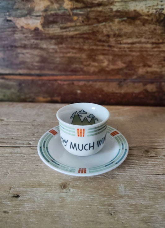 Tazzina Caffè Vintage con decalco "Too Much Wine"