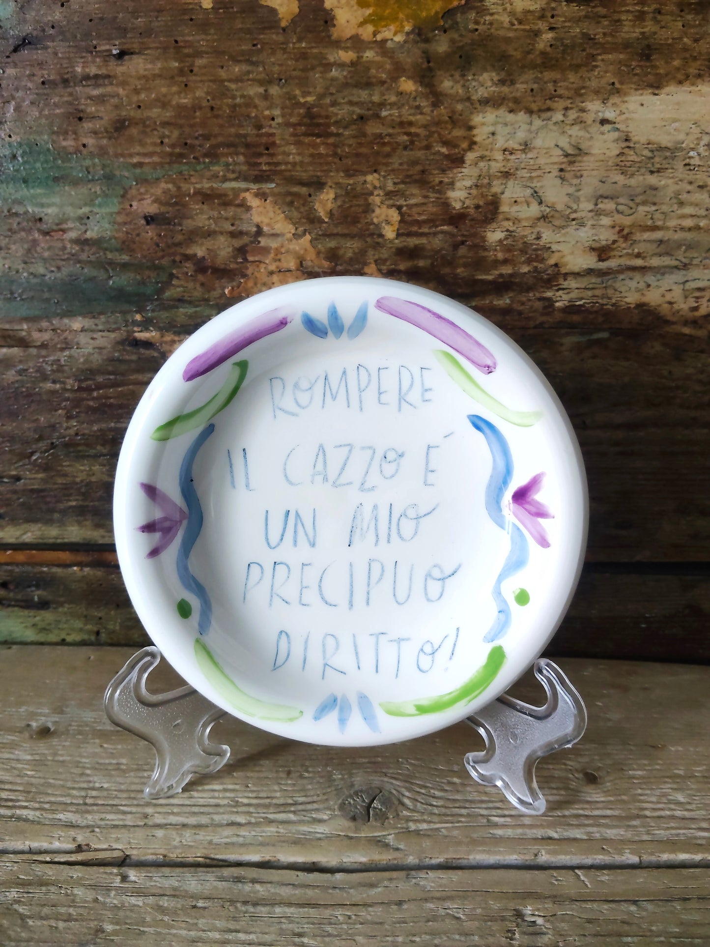 Svuotatasche in Ceramica Dipinta a Mano "Precipuo Diritto!"