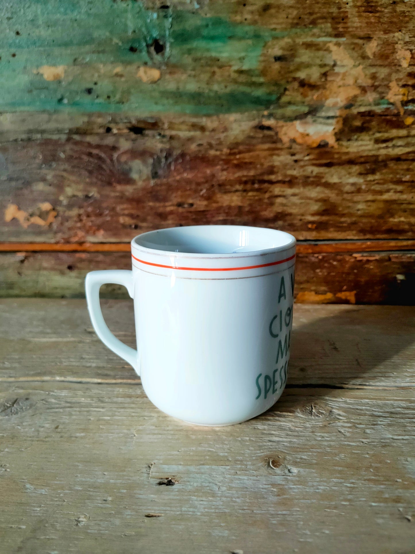 Tazza "Molto Spesso è Merda" Verde e bordo Oro e Arancio