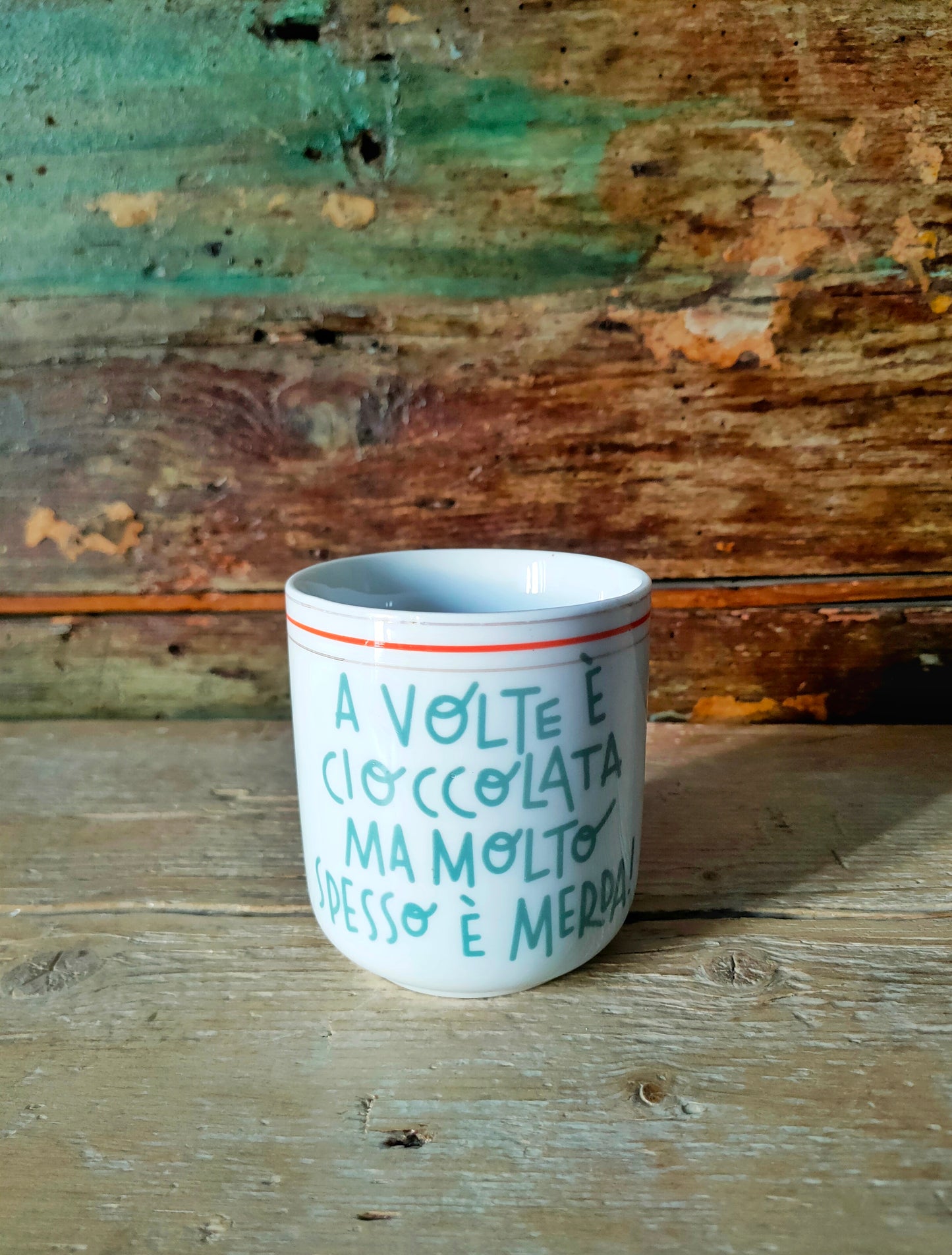 Tazza "Molto Spesso è Merda" Verde e bordo Oro e Arancio