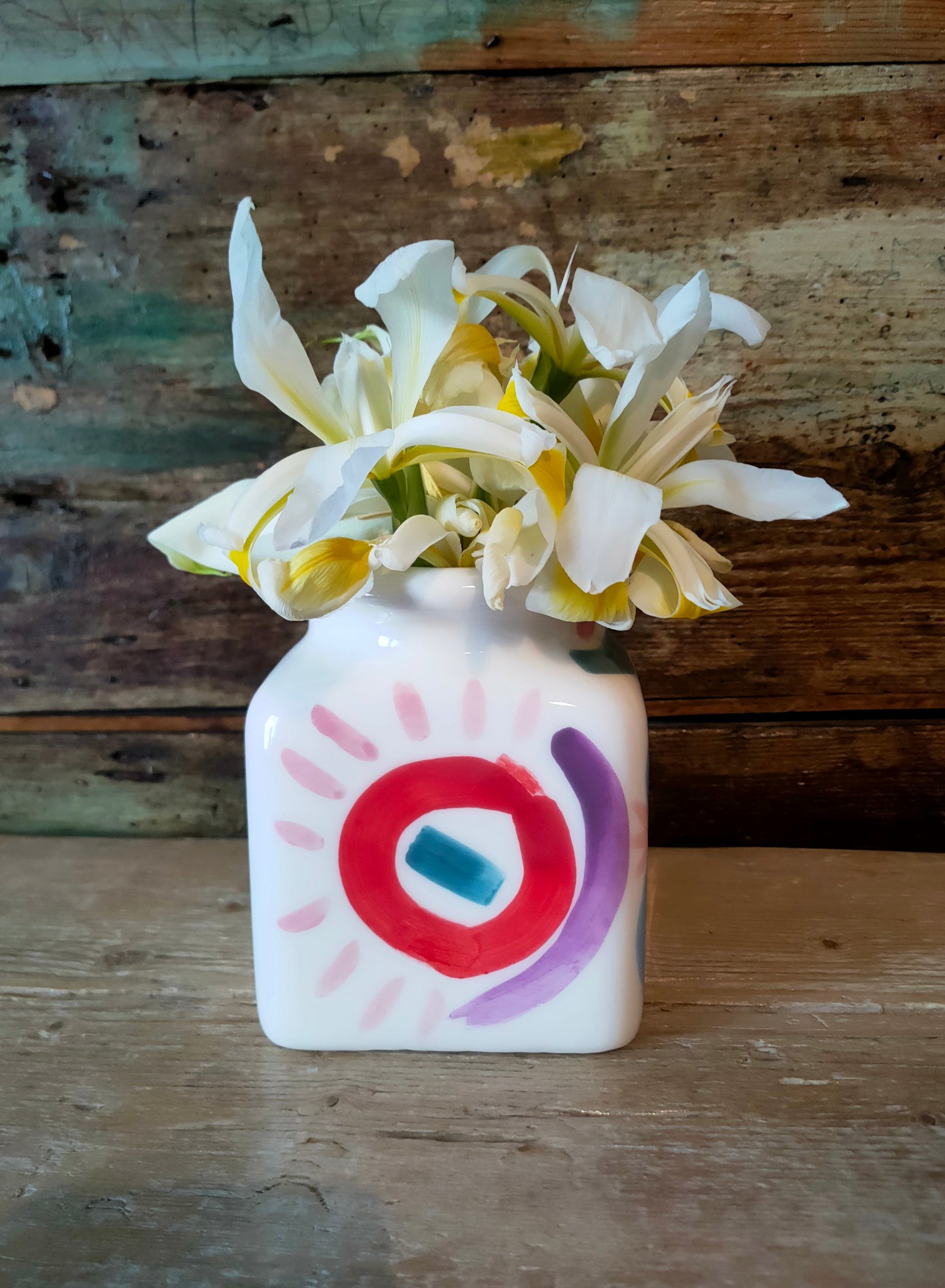 Vaso per fiori "Cazzi e Mazzi" grande, scritta rossa, in Ceramica Dipinta a Mano.
