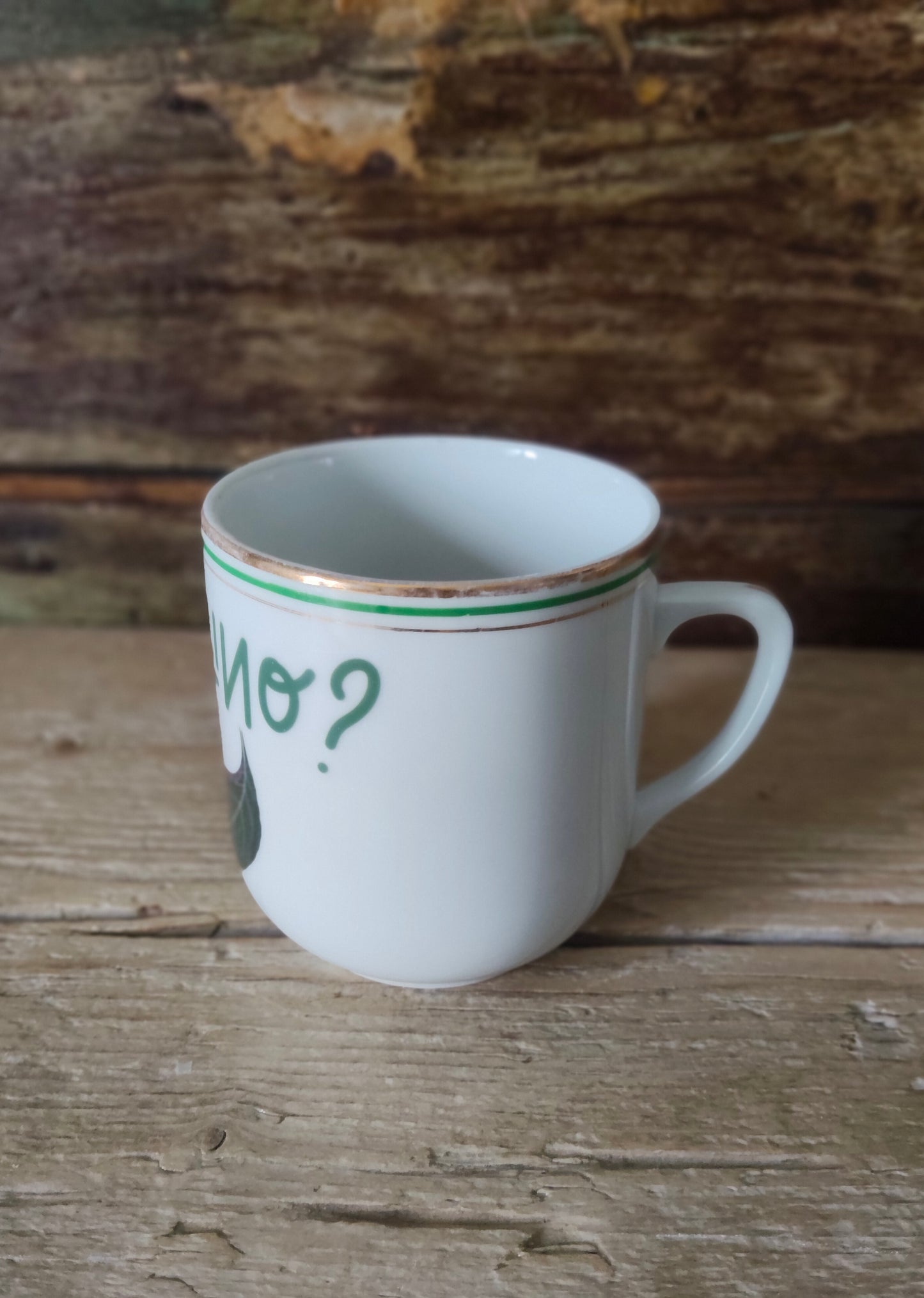 Tazza "Cocktailino?"  con bordo Oro e Verde