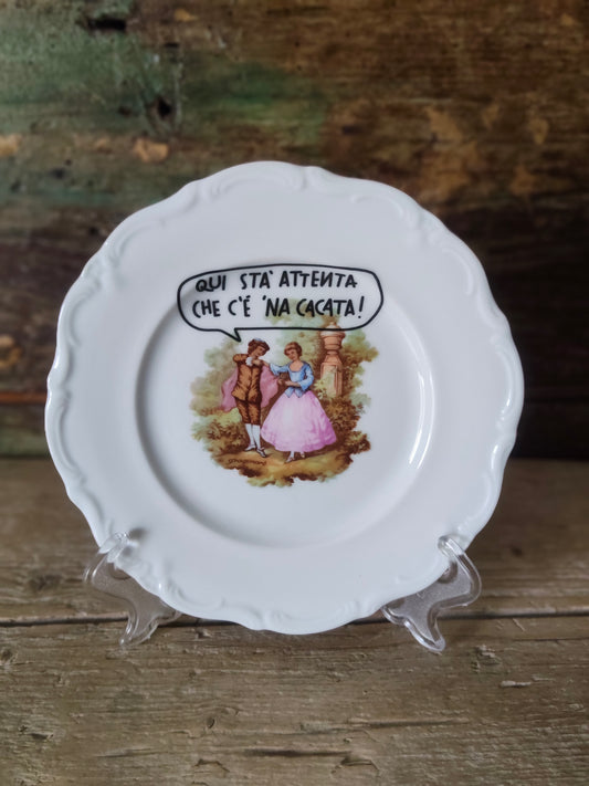 Piatto serie Damerini Mageradesi "Cacata" Piccolo con Bordo Dorato Irregolare