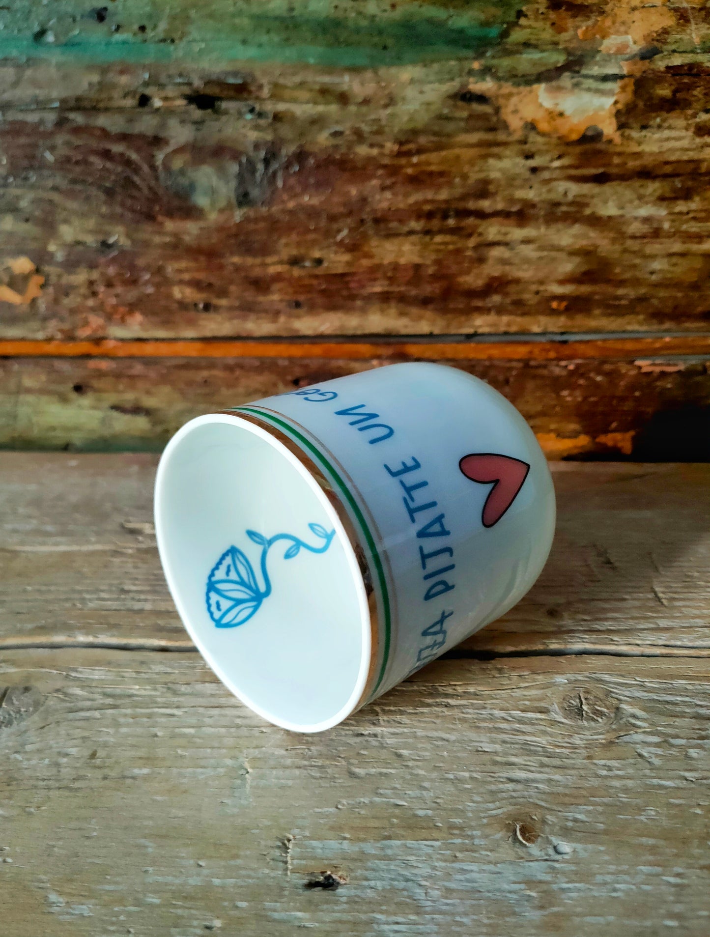 Tazza "Un Gorbu" Azzurro e bordo Oro e Verde