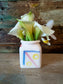 Vaso per fiori "Cazzi e Mazzi" piccolo, scritta arancio, in Ceramica Dipinta a Mano.