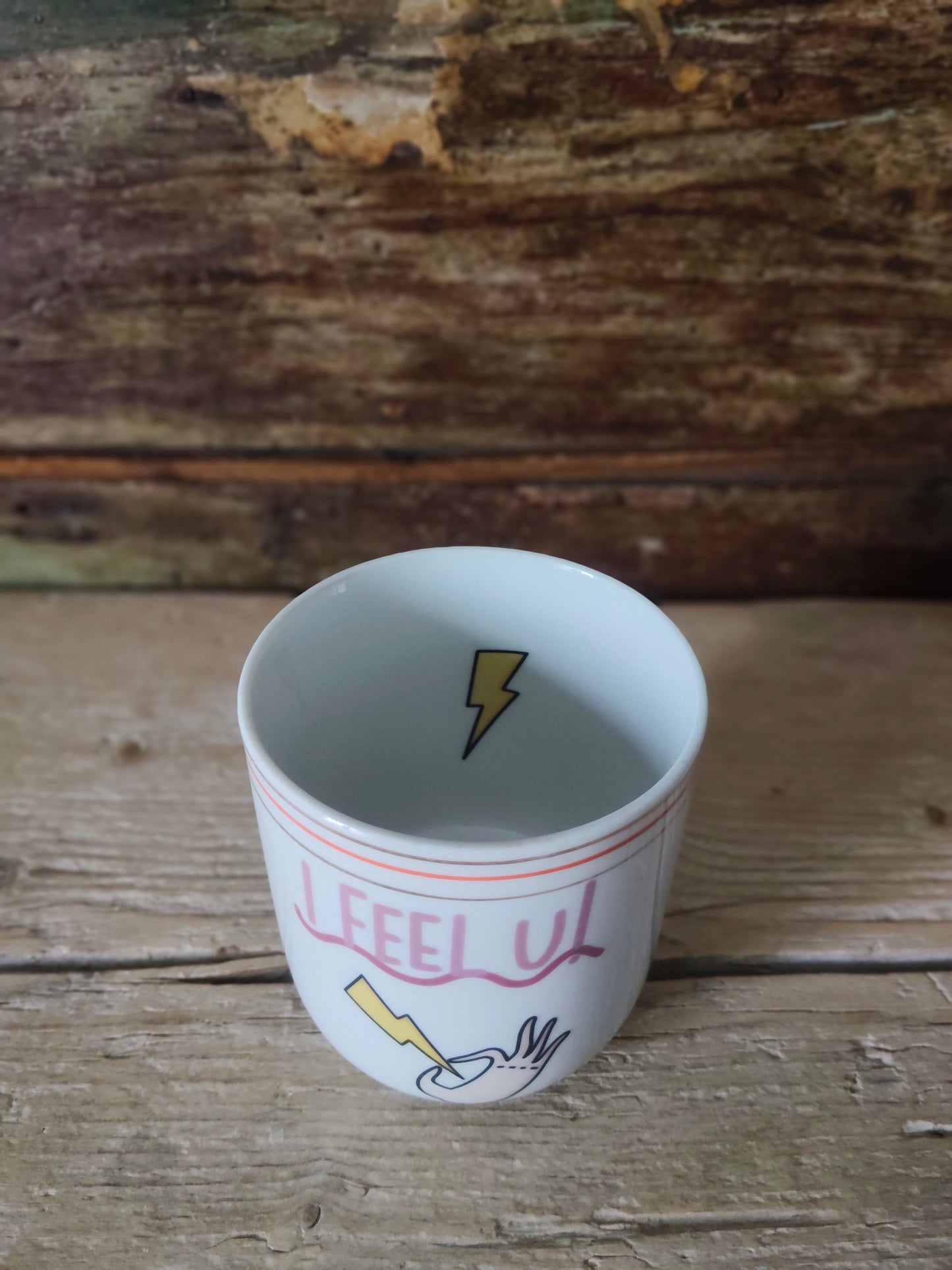 Tazza "I Feel U"  con bordo Oro e Arancio