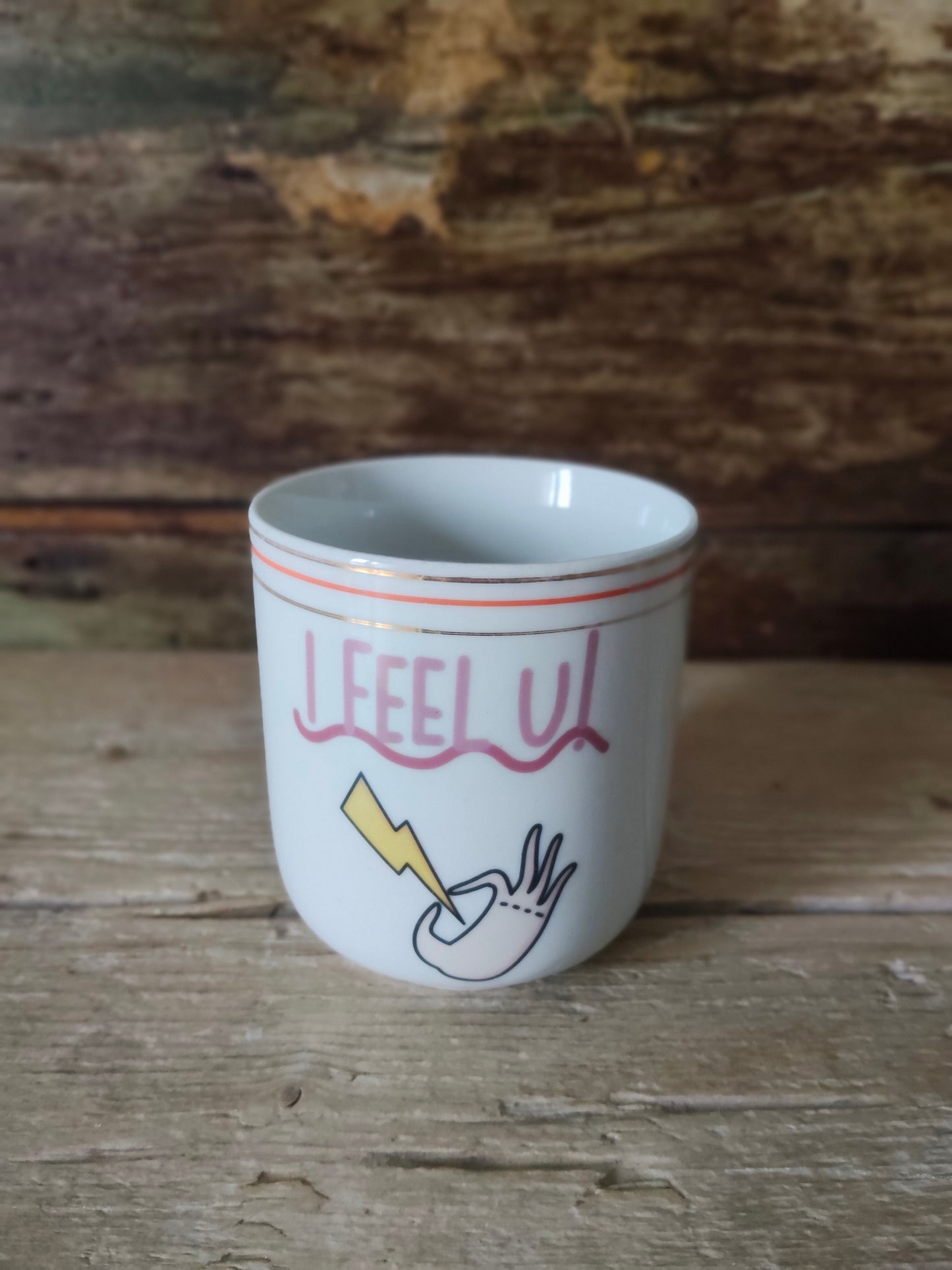 Tazza "I Feel U"  con bordo Oro e Arancio