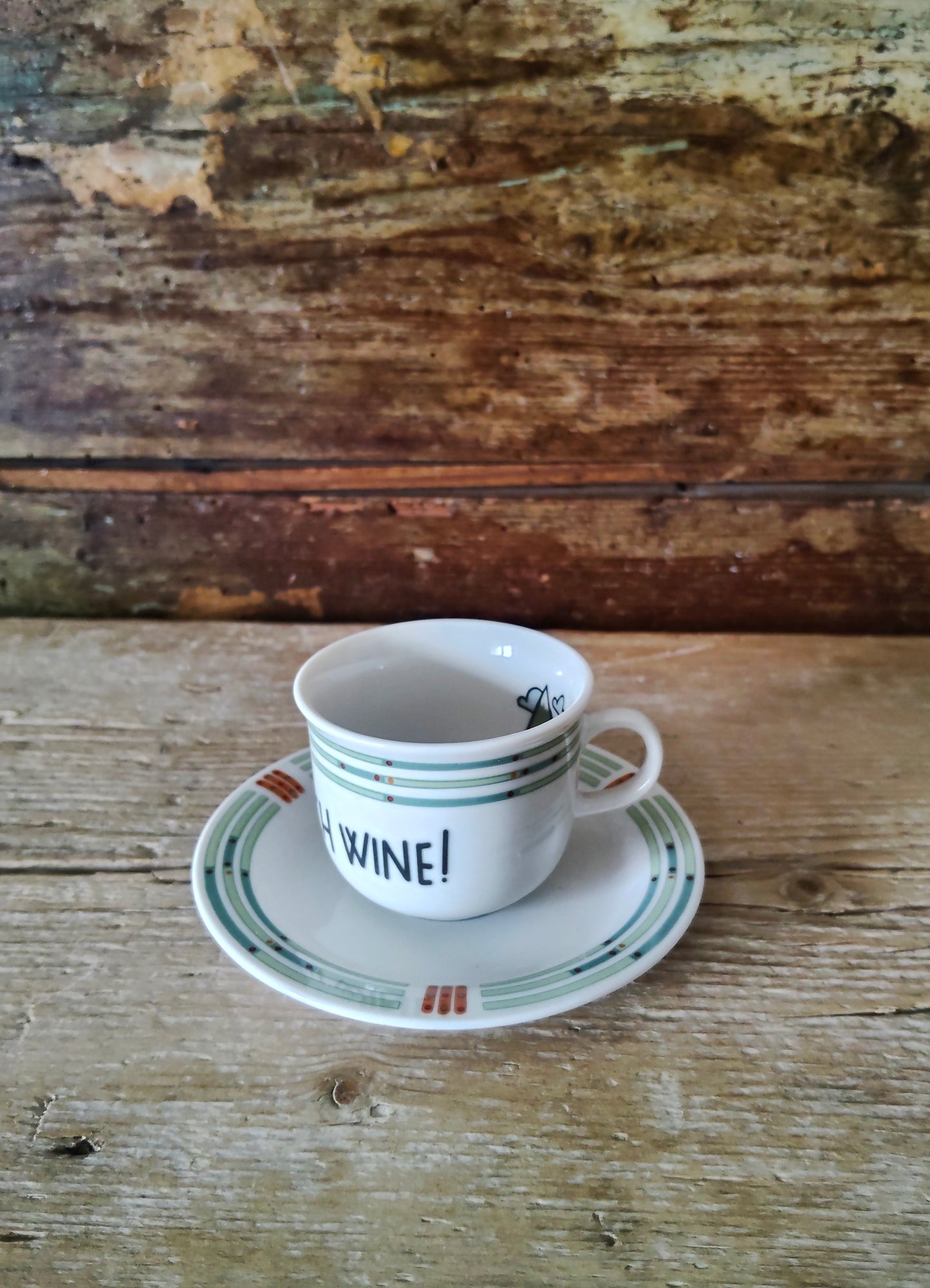 Tazzina Caffè Vintage con decalco "Too Much Wine"