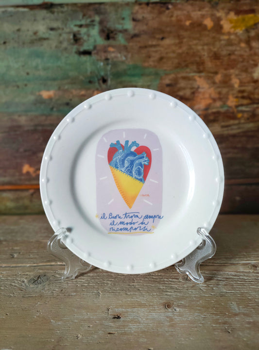Piatto "Cuore Ricucito" Bianco